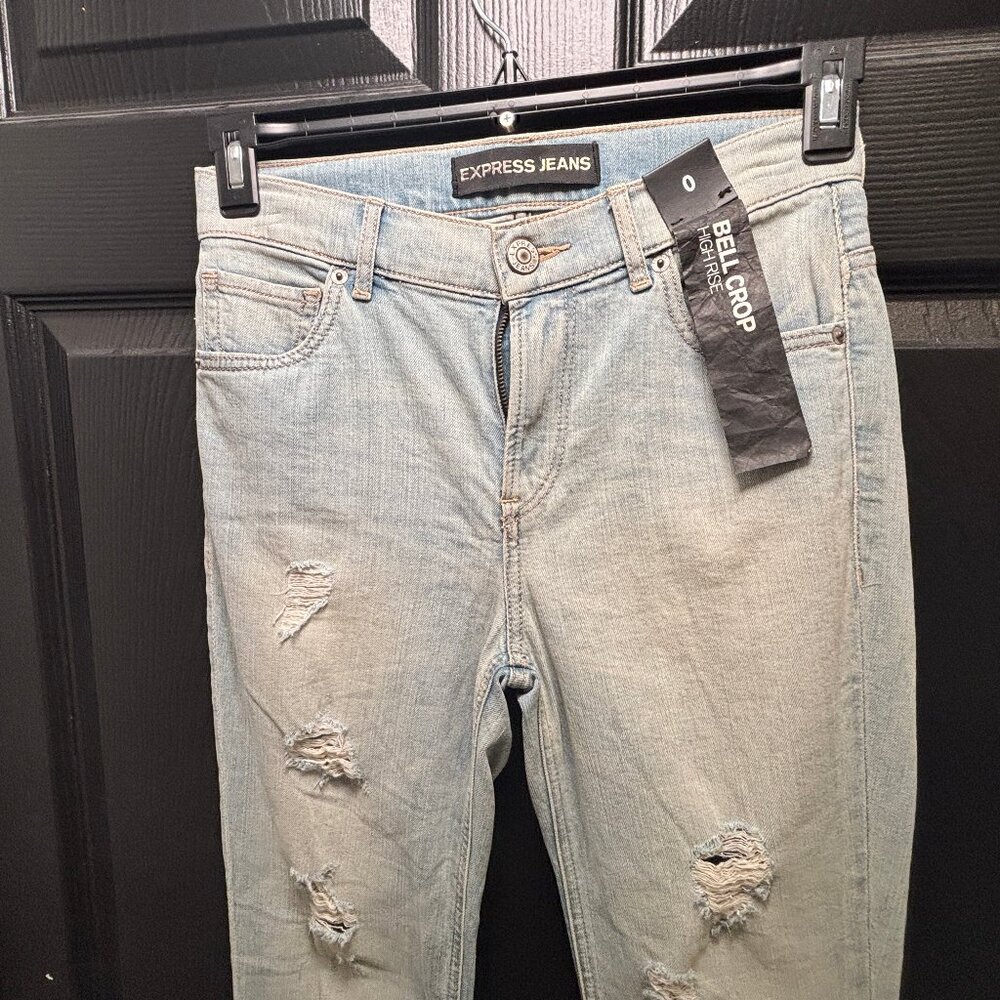 women's express jeans high-rise bell crop